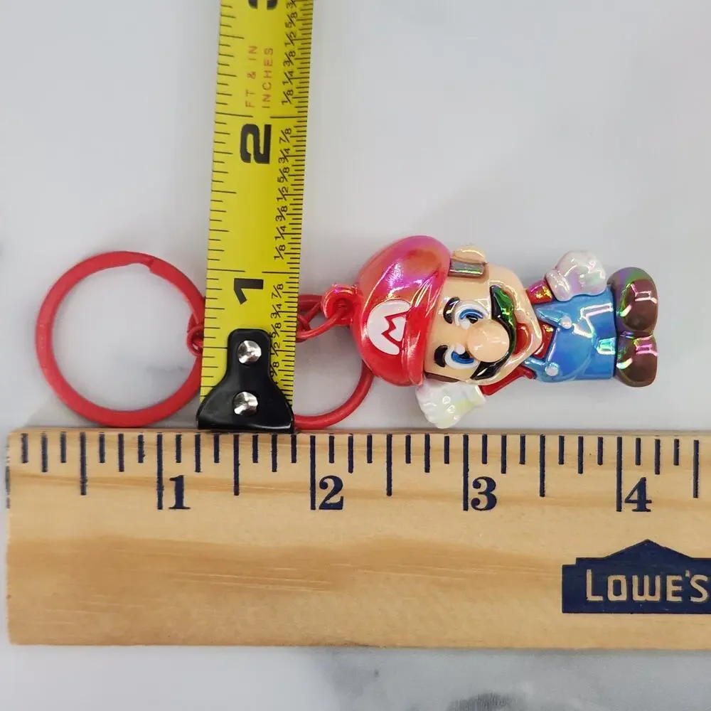 *NEW* Mario! Super Mario 3D Figure Keychain Bag Charm Iridescent Red & Blue